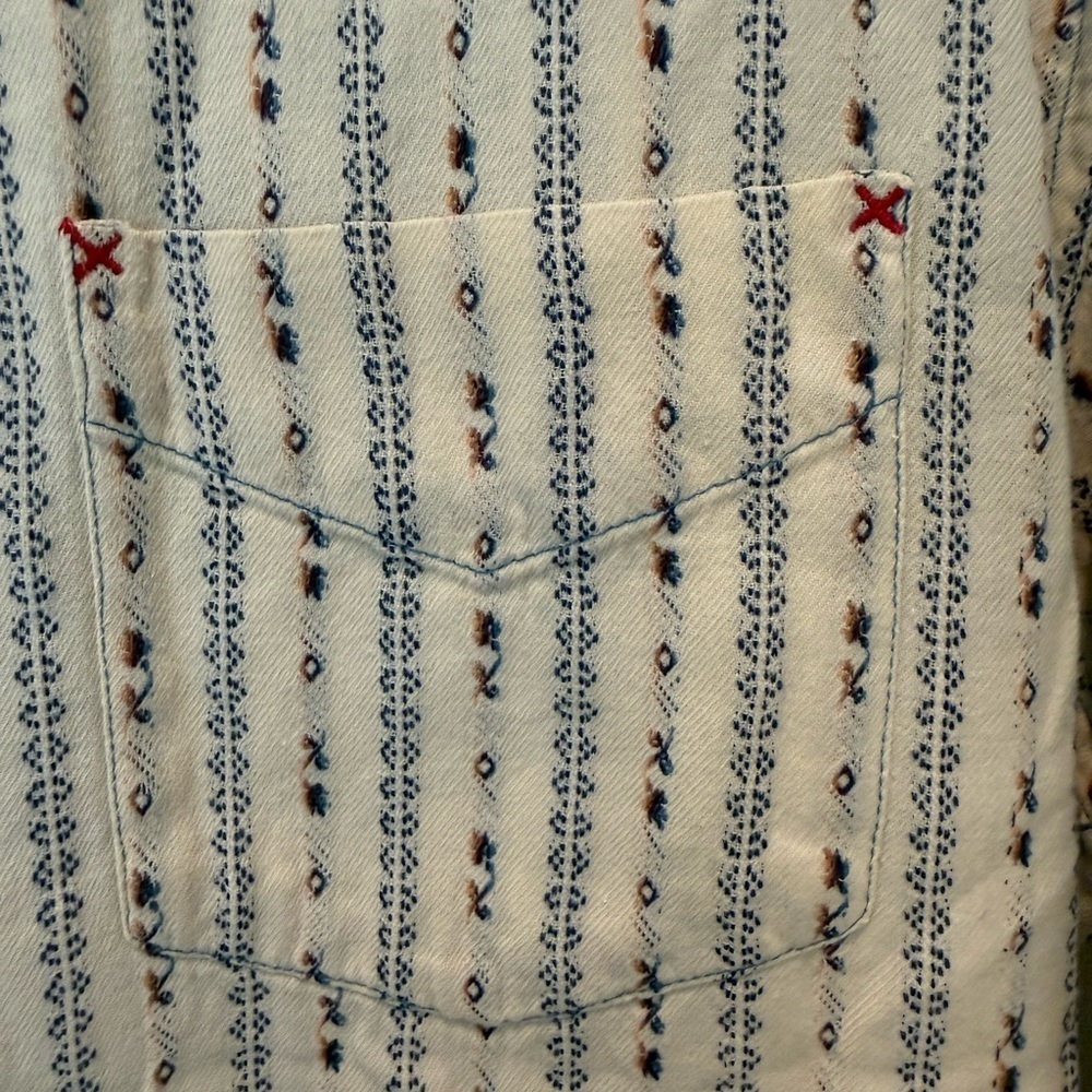 The Territory Ahead Cream and Blue Patterned Shirt - Picture 2 of 4